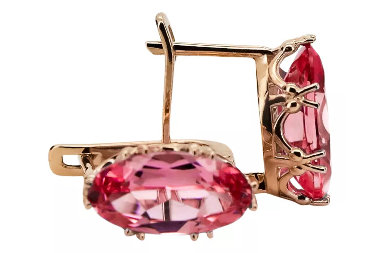 Earrings Ruby Original Vintage 14K Rose Gold Vintage craft vec021r